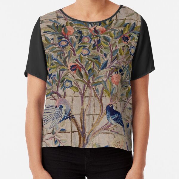 William Morris Kelmscott Trellis Embroidery Chiffon Top
