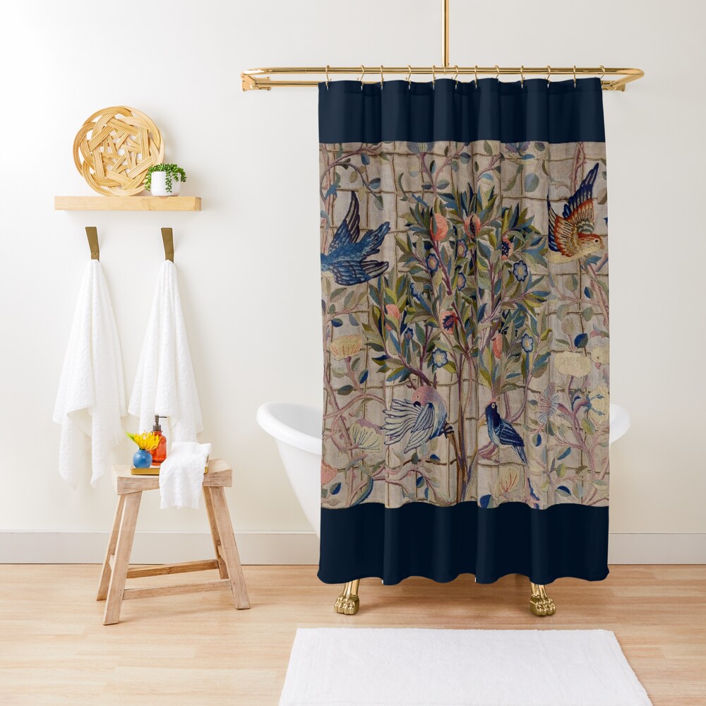 William Morris Kelmscott Trellis Embroidery Shower Curtain
