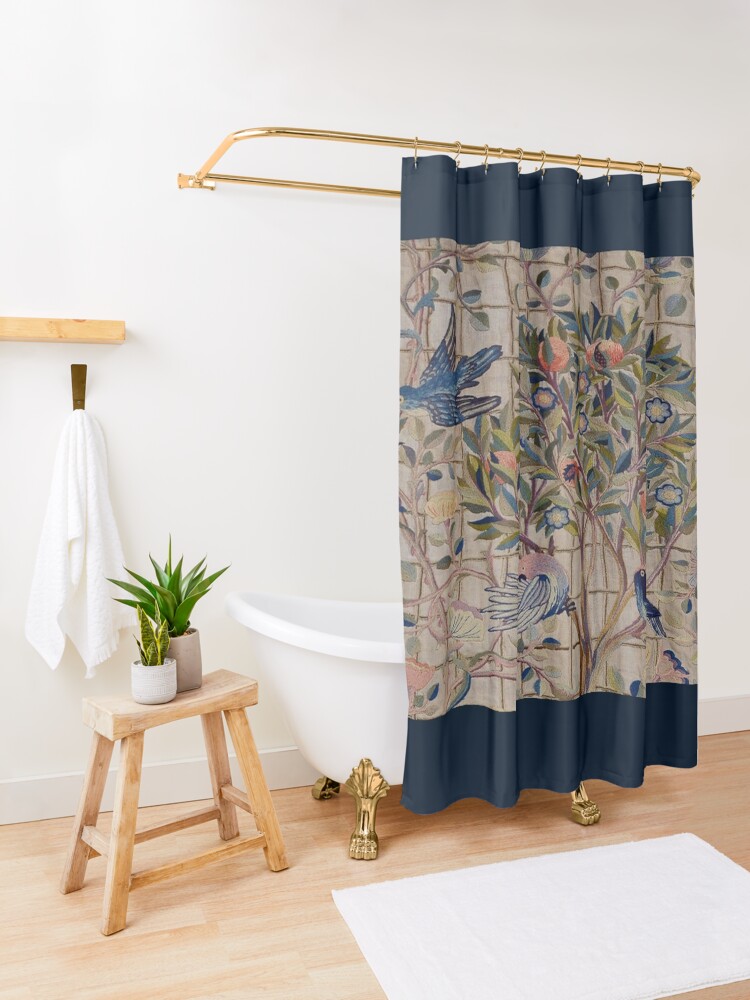 Alternate view of William Morris Kelmscott Trellis Embroidery Shower Curtain