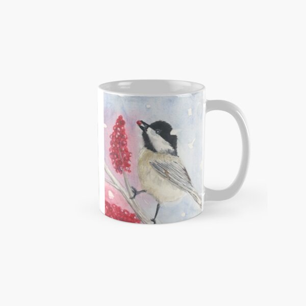 Item preview, Winter Chickadee with red berries designed and sold by ChrisKrantzArt.