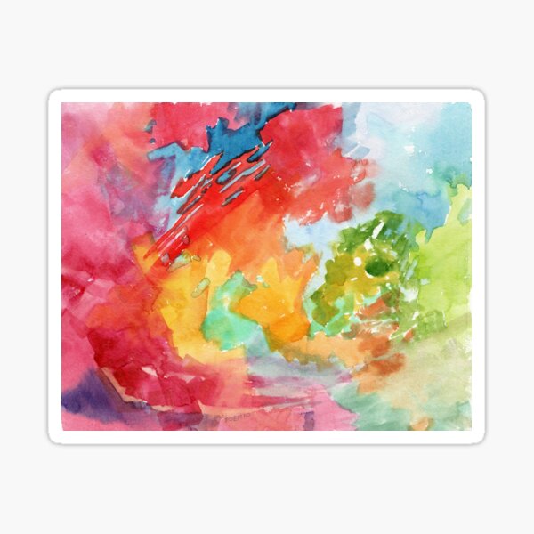 Autumn Arboretum Abstract Painting by Carrie Lacey Boerio Sticker