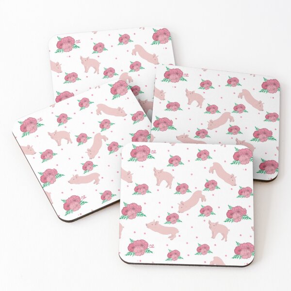 Item preview, Piglets and Florals Pattern designed and sold by Alawstrations.