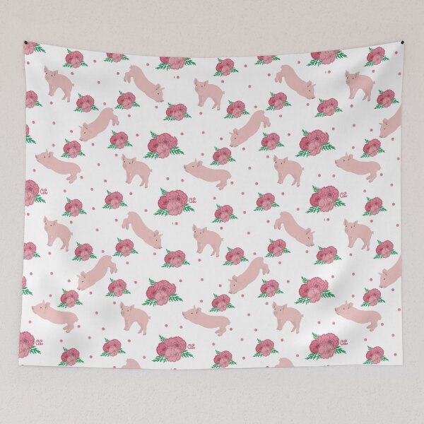 Item preview, Piglets and Florals Pattern designed and sold by Alawstrations.