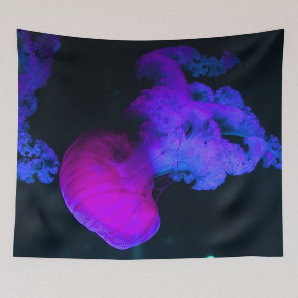 Item preview, Diving Neon Purple Blue Jellyfish designed and sold by StayCuztom.