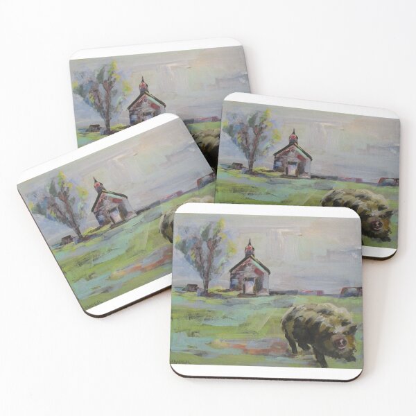 Item preview, Original art work Susan Tantlinger collage spooky Pig in landscape designed and sold by MeatyWildman.