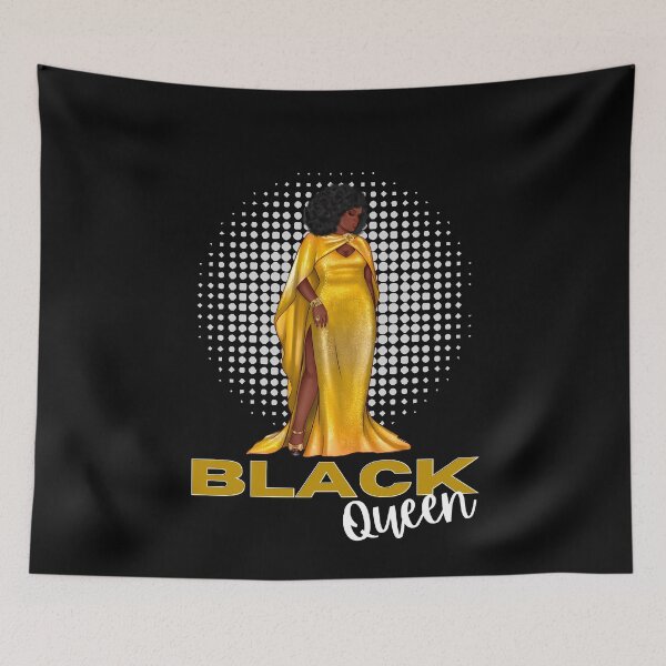 Item preview, BLACK QUEEN NATURAL DIVA IN GOLD DRESS designed and sold by thekyngsqueen.