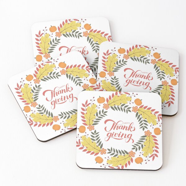 Item preview, Happy Thanksgiving calligraphy lettering autumn wreath designed and sold by LaBelezoka.