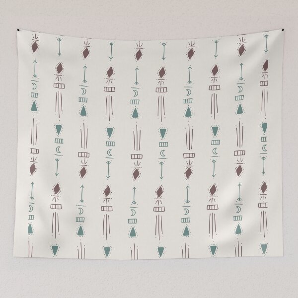 Item preview, Simple Cool Neutral Colors Boho Line Art Pttern designed and sold by zedonee.