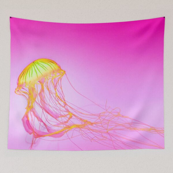 Item preview, Orange Yellow Glowing Jellyfish on Pink Ombre Gradient designed and sold by StayCuztom.