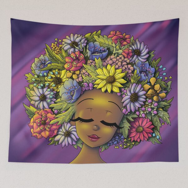Item preview, African American Woman and Flowery Hair designed and sold by treasured-gift.