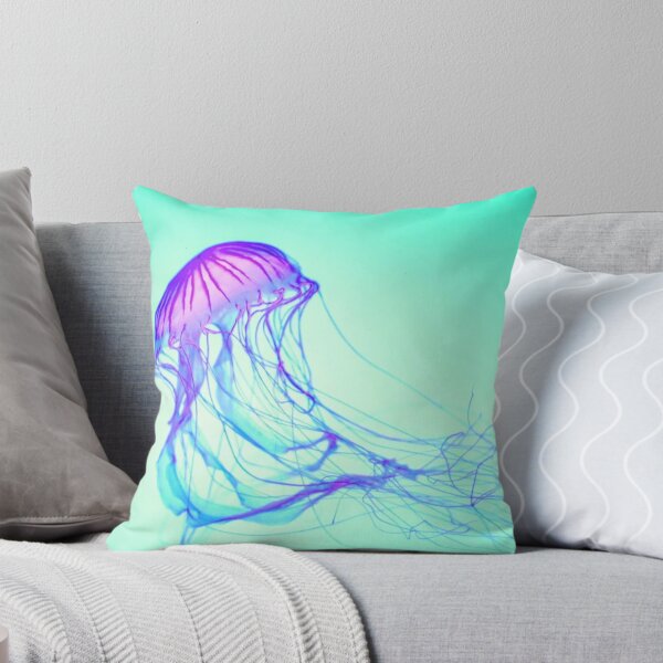 Item preview, Purple Blue Glowing Jellyfish on Green Ombre Gradient designed and sold by StayCuztom.