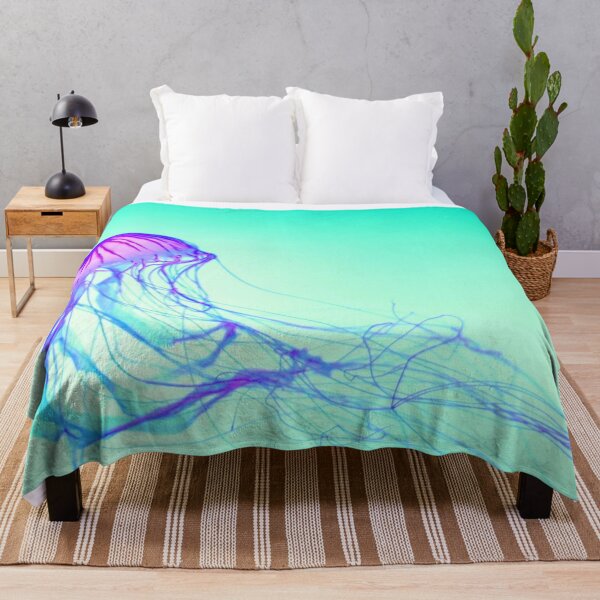 Item preview, Purple Blue Glowing Jellyfish on Green Ombre Gradient designed and sold by StayCuztom.