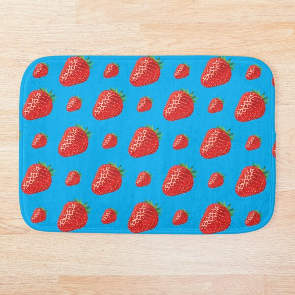 Item preview, Strawberry Pattern Strawberries on Bright Blue Cute Juicy Kawaii Fruit Design designed and sold by Reeks808.