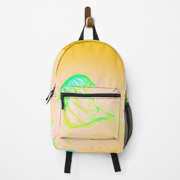 Item preview, Green Yellow Glowing Jellyfish on Orange Ombre Gradient designed and sold by StayCuztom.