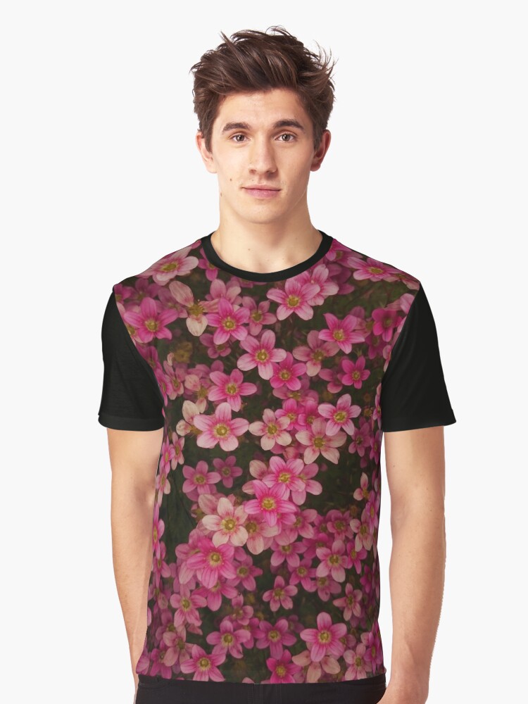 black shirt with pink flowers