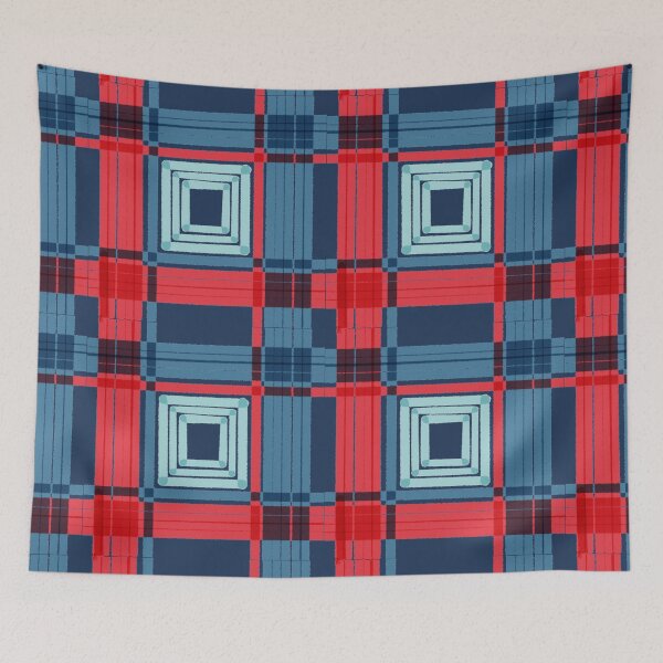 Artikelvorschau, Rot Blau Plaid Quadrate Muster entworfen und verkauft von Life Is Beautiful.