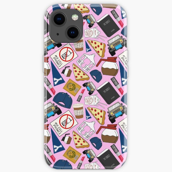 Lukes Kaffeekappe Keine Handys Diner Gazebo Pizza Icons All Over Print Pink Pack iPhone Flexible Hülle