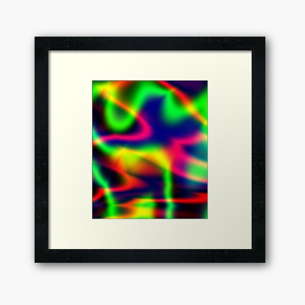 High Lighted Neon Swirls Framed Art Print