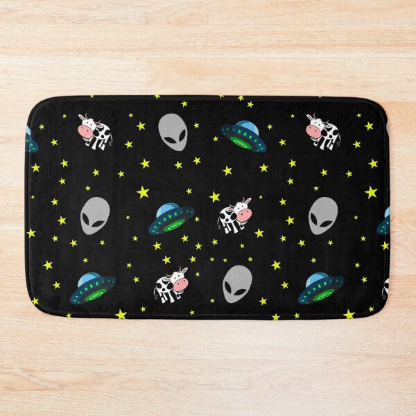 Item preview, Aliens, cow, ufo and stars pattern black background designed and sold by oxoxoxo.