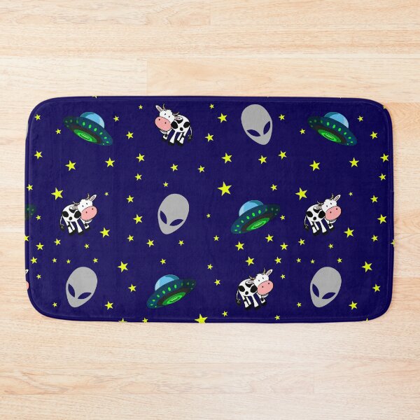 Item preview, Aliens, cow, ufo and stars pattern blue background designed and sold by oxoxoxo.