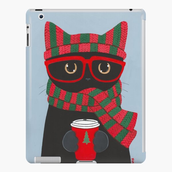 Winter Black Cat With Coffee iPad Snap Case