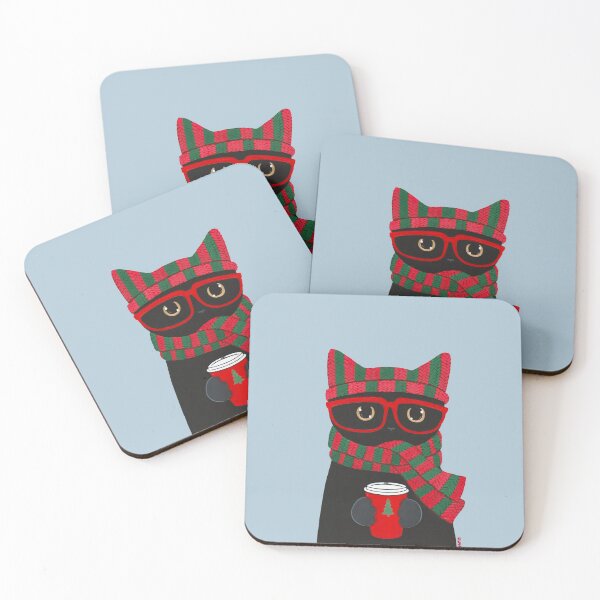Item preview, Winter Black Cat With Coffee designed and sold by KilkennyCat Art.