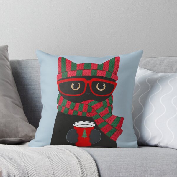 Item preview, Winter Black Cat With Coffee designed and sold by KilkennyCat Art.