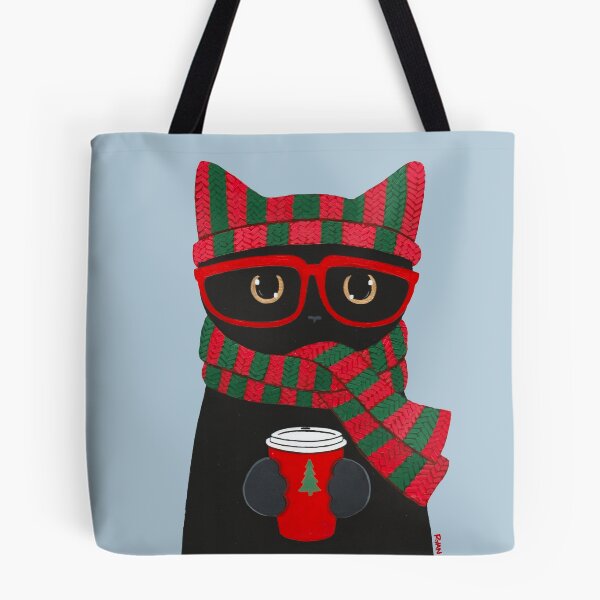 Item preview, Winter Black Cat With Coffee designed and sold by KilkennyCat Art.