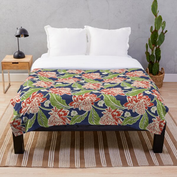 Aperçu de l'œuvre Fleurs tropicales (marine) créée et vendue par Raqilu Designs.