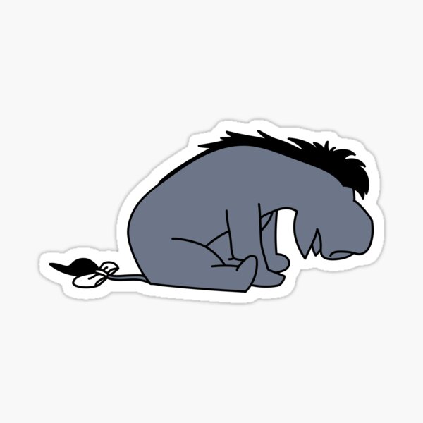 Sad Gray Donkey Outline Sticker
