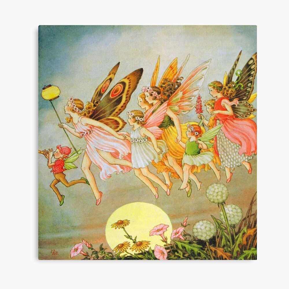 Fairies at Flight Vintage Fairy Illustration 