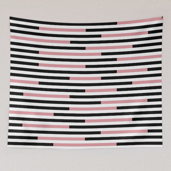 Item preview, Black, white, pink, horizontal line stripes designed and sold by Moyanana.
