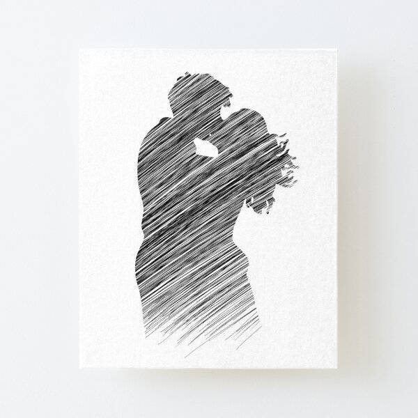 Impression Montee Couple Romantique Silhouette Dessin Au Trait Par Tromboo Redbubble