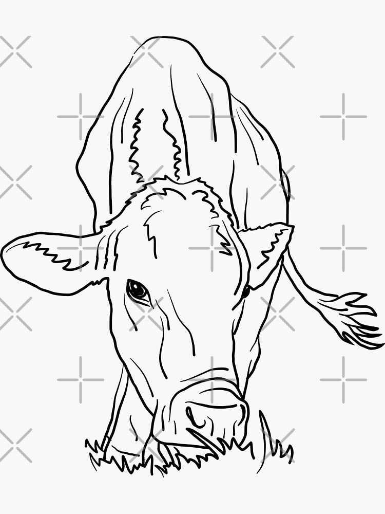 Cute cow eating grass Art Print by Viktorius Art | Society6