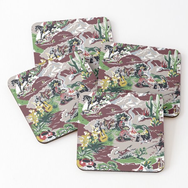 Item preview, Cowboy Western Barkcloth  designed and sold by Raqilu Designs.