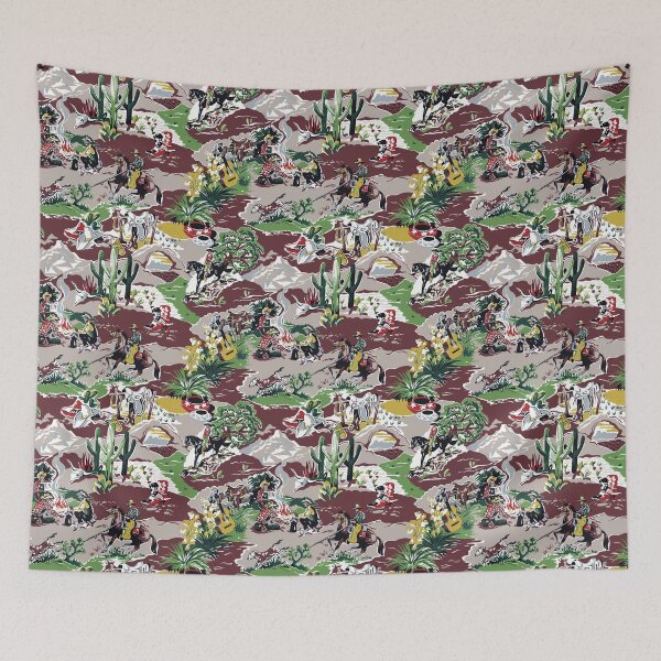 Item preview, Cowboy Western Barkcloth  designed and sold by Raqilu Designs.