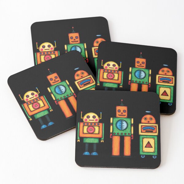 Item preview, Three Retro Robot Friends designed and sold by Freddie Levin.