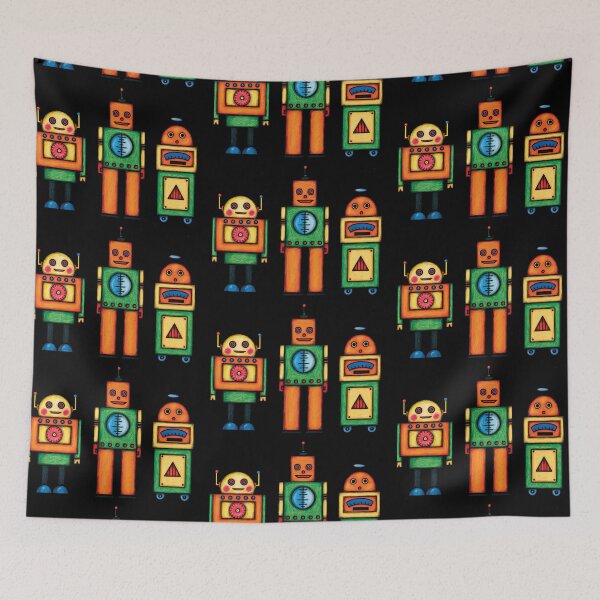 Item preview, Three Retro Robot Friends designed and sold by Freddie Levin.