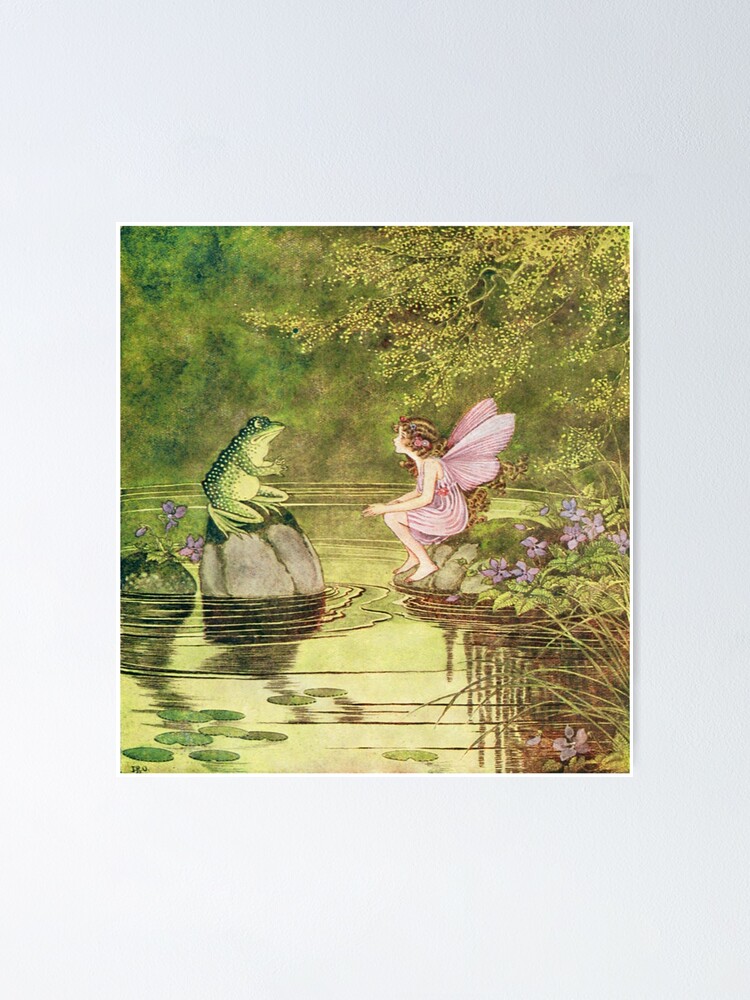 "Frogs and Fairies, Fairy Vintage Artwork" Poster for Sale by