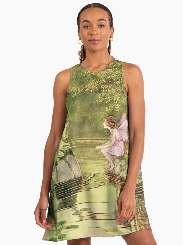 Frogs And Fairies, Fairy Vintage Artwork Fairy A-Line Dress Frogs And Fairies, Fairy Vintage Artwork Fairy A-Line Dress
