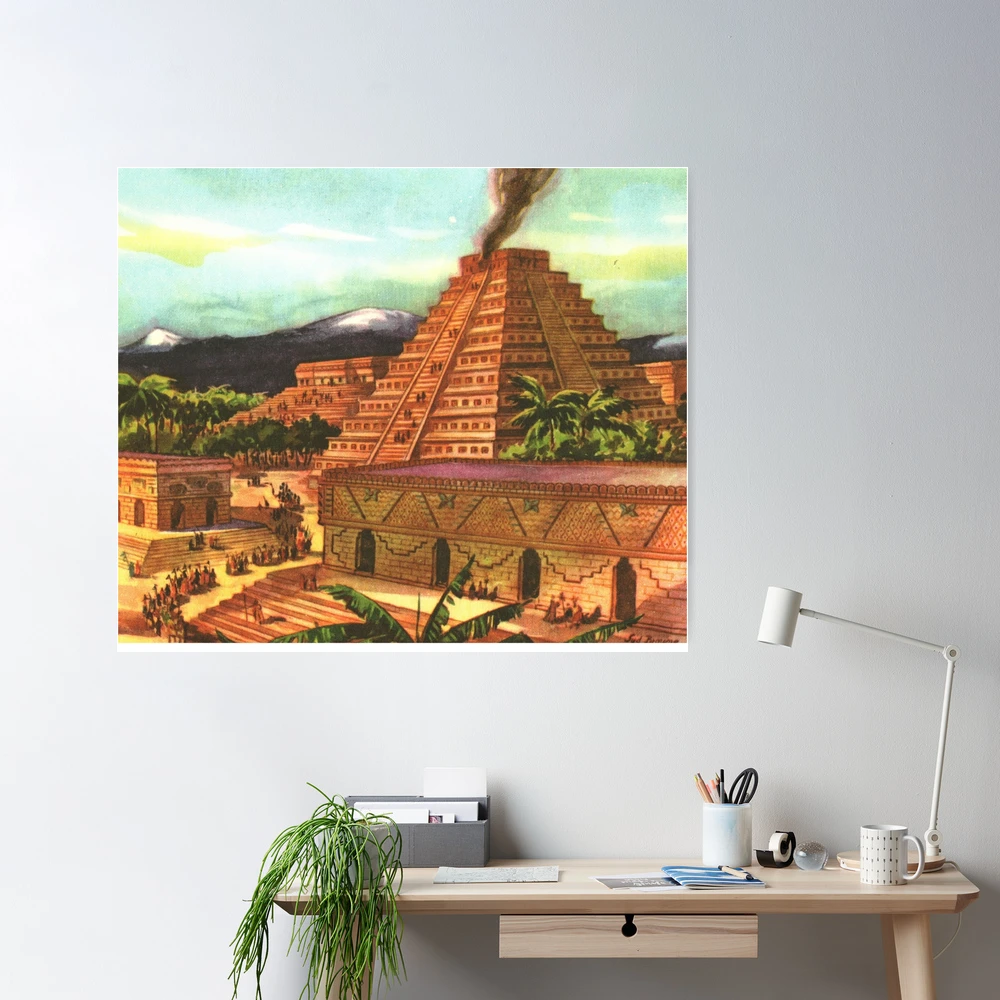  ESyem Posters Vintage Poster Yama Civilization Art Pyramid  Building Poster Canvas Art Poster And Wall Art Picture Print Modern Family  Bedroom Decor 12x24inch(30x60cm) Unframe-style: Posters & Prints