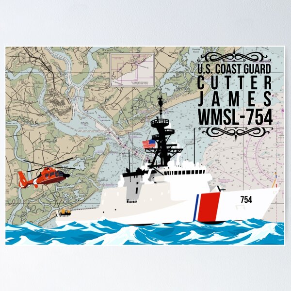 Chart Art - Coast Guard Cutter James Poster