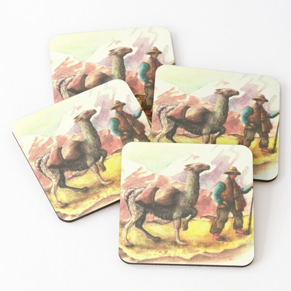 Item preview, Incan Trail Sherpa and Llama - Vintage Retro Illustration designed and sold by elevens.