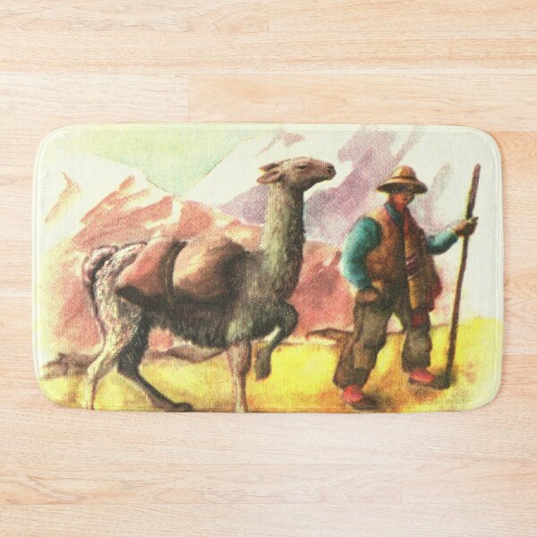 Item preview, Incan Trail Sherpa and Llama - Vintage Retro Illustration designed and sold by elevens.