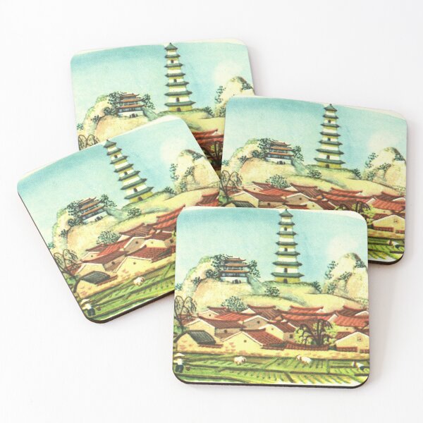 Item preview, Japanese Pagoda - Vintage Retro Illustration designed and sold by elevens.
