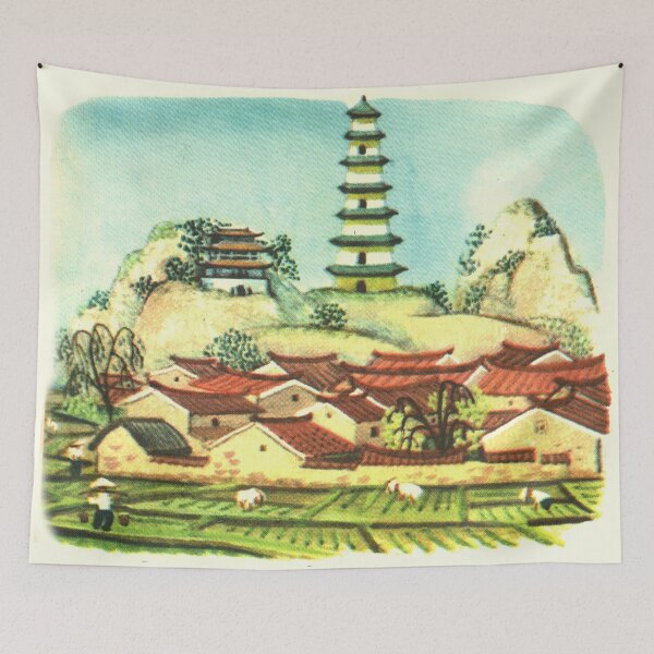 Item preview, Japanese Pagoda - Vintage Retro Illustration designed and sold by elevens.