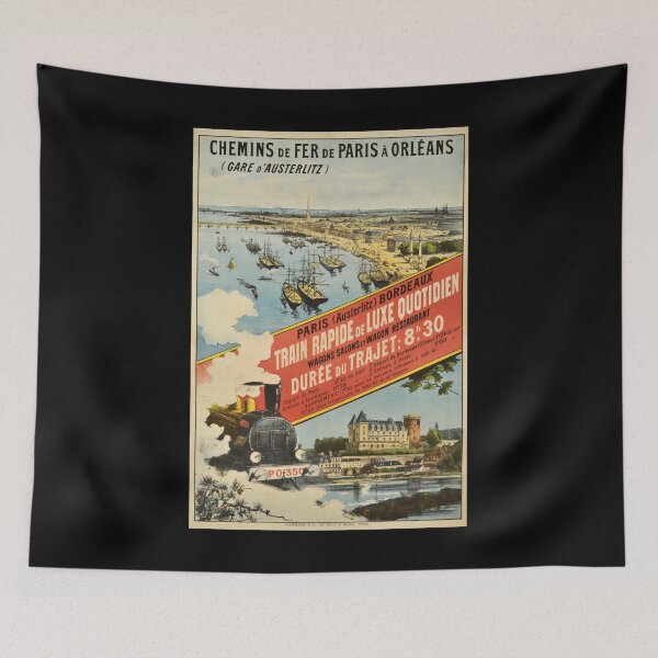 Item preview, Paris-Bordeaux retro poster designed and sold by CorasPosters.