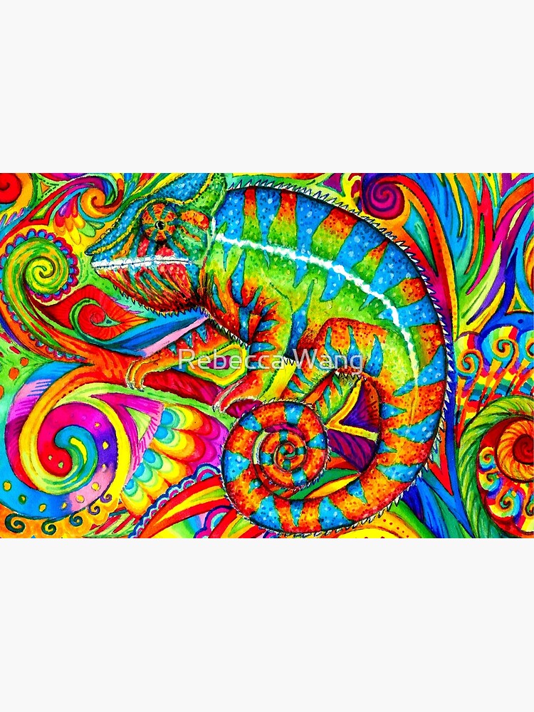 Psychedelizard Psychedelic Chameleon Colorful Rainbow Lizard by lioncrusher
