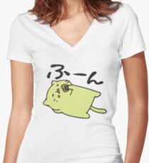 Lazy neko Women's Fitted V-Neck T-Shirt