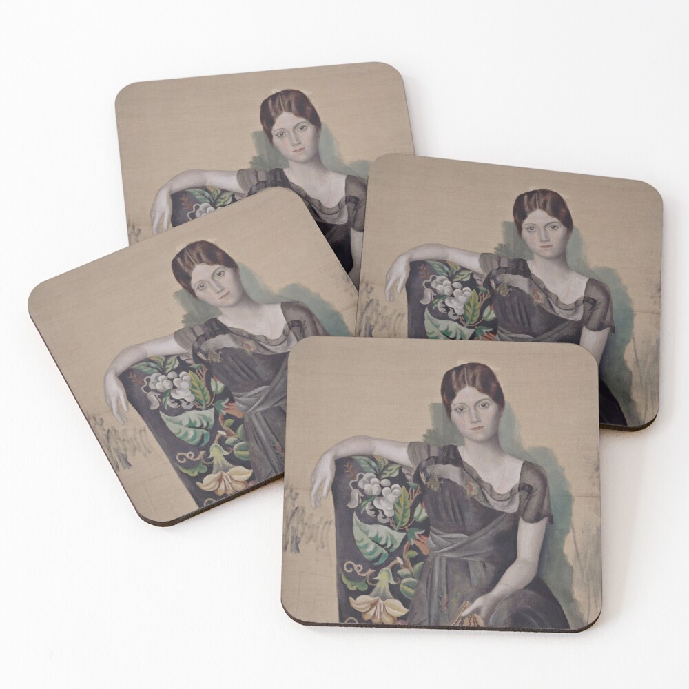 Portrait d'Olga dans un fauteuil (Olga in an Armchair) - Pablo Picasso Coasters (Set of 4)